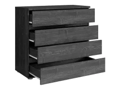 Conjunto Completo de Quarto VELTIS – Cama 160x200 LED com estrado + armário + cômoda + criados-mudos – Freixo preto