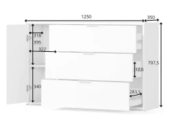 Conjunto Completo de Quarto FLORENCE – Cama 160x200 + estrado + gavetas + guarda-roupa + cômoda – Branco e carvalho