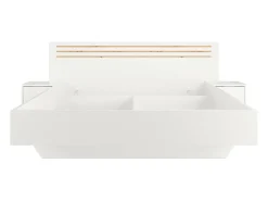 Conjunto Completo de Quarto FLORENCE – Cama 180x200 + estrado + gavetas + armário + cômoda – Branco e carvalho