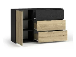 Conjunto Completo de Quarto MELODY - Cama Baú 160x200, Guarda-Roupa 4 Portas com Espelho, Cômoda e Mesas de Cabeceira
