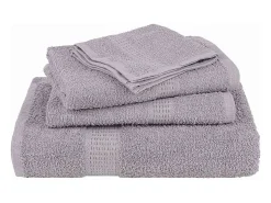 Conjunto Completo de Toalhas de Banho 12 Peças 100% Algodão Cinza com Alta Absorção