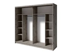 Conjunto Completo VELTIS – Cama 160x200 LED com estrado + guarda-roupa + cômoda + mesinhas de cabeceira – Carvalho Wellington