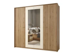 Conjunto Completo VERTIGO - Cama baú 180x200, 2 mesinhas de cabeceira, guarda-roupa 4 portas + moldura design