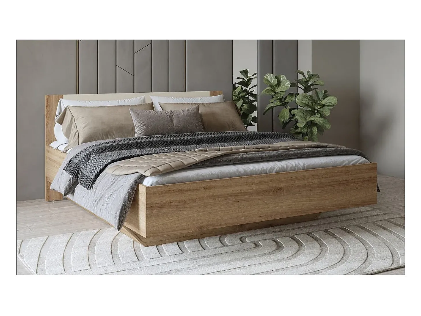 Conjunto Completo VERTIGO – Cama baú 160x200, 2 mesas de cabeceira, armário 4 portas + contorno design
