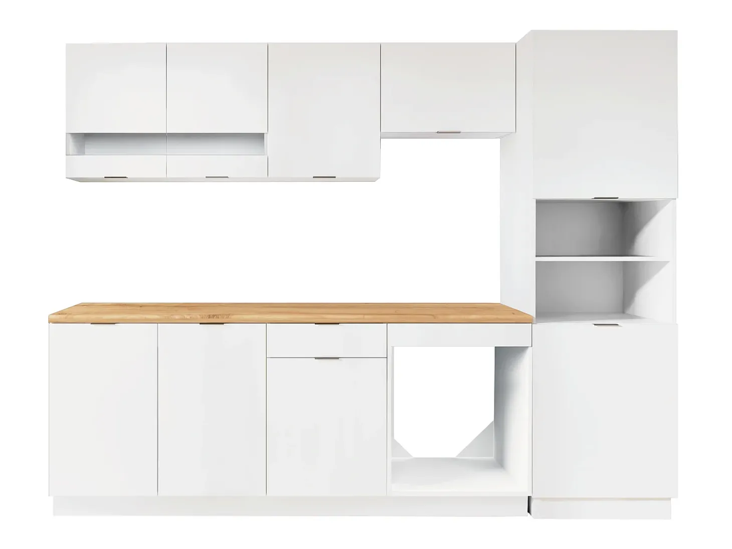 Conjunto cozinha completa + coluna branco e natural - CARMEO