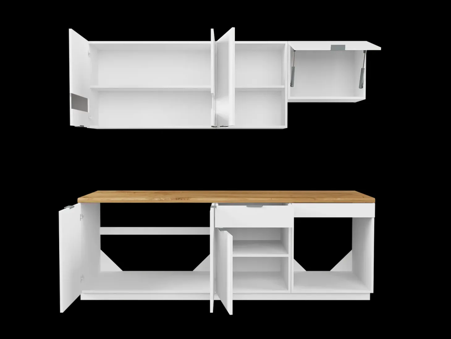 Conjunto cozinha completa + coluna branco e natural - CARMEO
