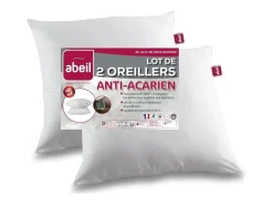 Conjunto de 2 almofadas antiácaros 60 x 60 cm 100% algodão tratado Bio - Abeil