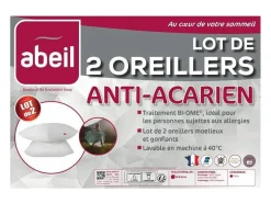 Conjunto de 2 almofadas antiácaros 60 x 60 cm 100% algodão tratado Bio - Abeil
