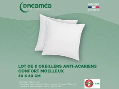 Conjunto de 2 almofadas antiácaros natural Greencare 60 x 60 cm 550 g algodão - AZYLIA