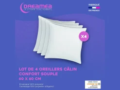 Conjunto de 4 almofadas câlin Oekotex 400 g branco 60 x 60 cm - TORIVIA
