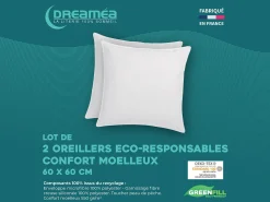 Conjunto de 2 almofadas recicladas 60 x 60 cm da DREAMEA - Capa 100% microfibra - ROSA