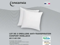 Conjunto de 2 almofadas respiráveis antitranspiração 550 g branco 60 x 60 cm - HAELIA
