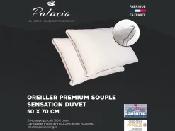 Conjunto de 2 almofadas sensação penas em percal 91 fios/cm² 700 g 50 x 70 cm - AUXENCE