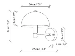 Conjunto de 2 apliques em forma de cogumelo em metal com efeito latão - A. 29 x D. 20 cm - ELDO