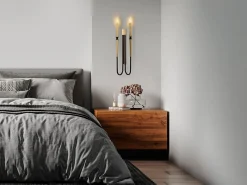 Conjunto de 2 apliques estilo castiçal em metal - Dourado e preto - A. 58 cm - OVYLA
