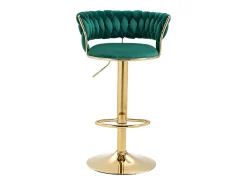 Conjunto de 2 bancos altos giratórios 360° - 54 x 46 x 78/97 - altura ajustável com encosto - veludo - verde