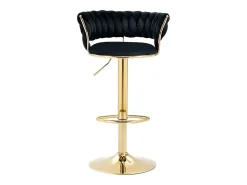 Conjunto de 2 bancos altos giratórios 360° - 54 x 46 x 78/97 - altura ajustável com encosto - veludo - preto