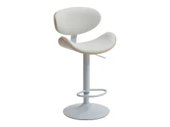 Conjunto de 2 bancos altos pele sintética, altura regulável, natural e branco - MONTENEGRO