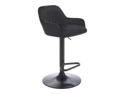 Conjunto de 2 bancos altos veludo e metal, altura ajustável, preto - ELEANA