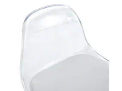 Conjunto de 2 bancos de bar com encostos transparentes - Altura ajustável - Pés em metal prateado