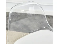Conjunto de 2 bancos de bar com encostos transparentes - Altura ajustável - Pés em metal prateado
