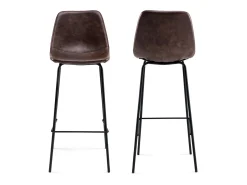Conjunto de 2 bancos de bar LUCIEN vintage castanhos - Altura do assento 75cm
