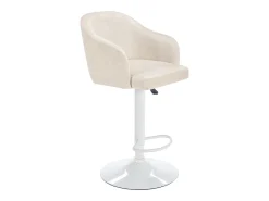 Conjunto de 2 banquetas de bar em tecido e metal - Creme e branco - CARSTEN