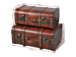 Conjunto de 2 baus de madeira castanhos 2 peças