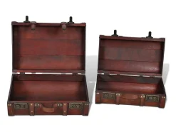 Conjunto de 2 baus de madeira castanhos 2 peças