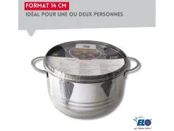 Conjunto de 2 Caçarolas em Aço Inoxidável Sem PFAS 12 e 14 cm Elo Brilhante - Compatível com Todos os Fogões, Antiaderente, Durável