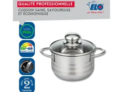 Conjunto de 2 Caçarolas em Aço Inoxidável Sem PFAS 12 e 14 cm Elo Brilhante - Compatível com Todos os Fogões, Antiaderente, Durável