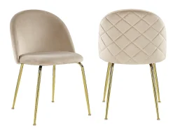 Conjunto de 2 cadeiras - Veludo e metal dourado - Bege. MELBOURNE