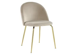 Conjunto de 6 cadeiras - Veludo e metal dourado - Bege. MELBOURNE