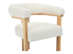 Conjunto de 6 cadeiras apoios de braço tecido bouclé e hévea branco e natural LIVELIA