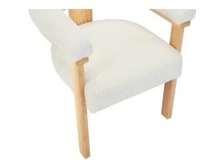 Conjunto de 6 cadeiras apoios de braço tecido bouclé e hévea branco e natural LIVELIA