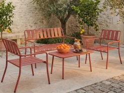 Conjunto de 2 cadeiras baixas de jardim empilháveis em metal - Terracotta - BIRMOS de MYLIA