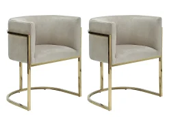 Conjunto de 2 cadeiras com apoios de braços - Veludo e metal - Bege e dourado - PERIA de Pascal Morabito