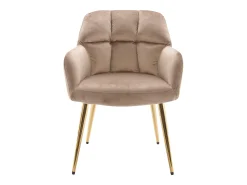Conjunto de 2 cadeiras com apoios de braço veludo e metal dourado, cor bege PEGA