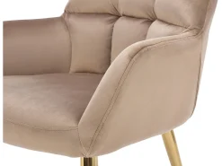 Conjunto de 2 cadeiras com apoios de braço veludo e metal dourado, cor bege PEGA