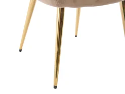 Conjunto de 2 cadeiras com apoios de braço veludo e metal dourado, cor bege PEGA