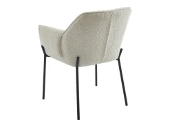 Conjunto de 6 cadeiras com apoios de braço tecido bouclé e metal preto - Creme - AKETI