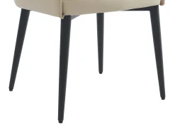 Conjunto de 6 cadeiras com braços em imitação de couro e metal preto - Bege - MIALOV