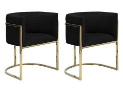 Conjunto de 2 cadeiras com apoios de braços - Veludo e metal - Preto e dourado - PERIA de Pascal Morabito