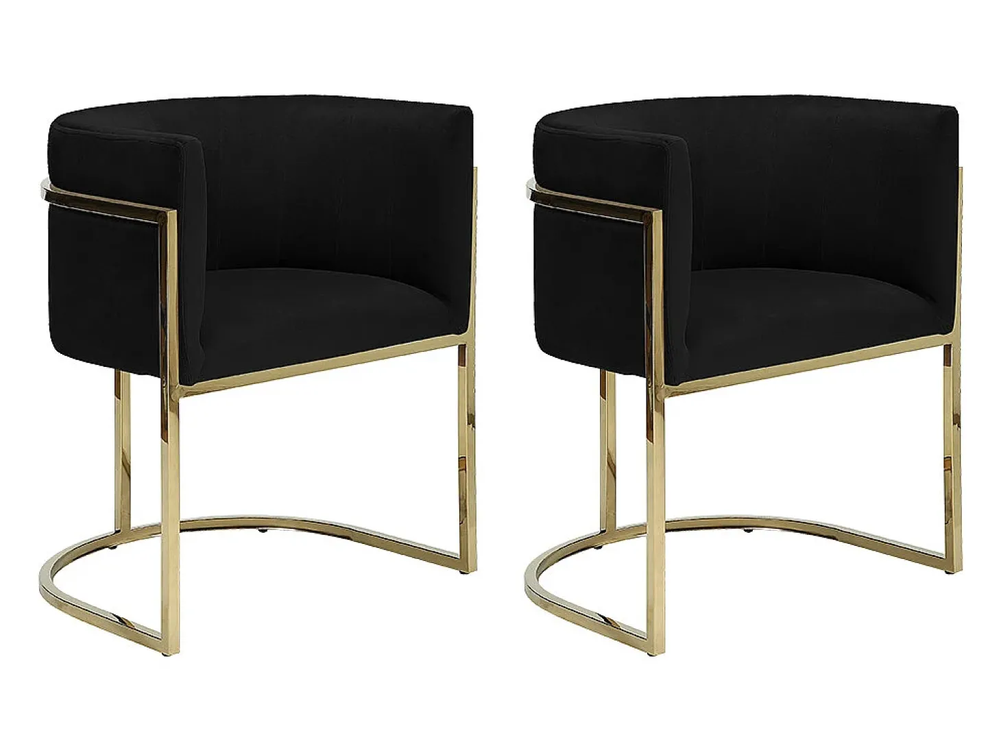 Conjunto de 2 cadeiras com apoios de braços - Veludo e metal - Preto e dourado - PERIA de Pascal Morabito