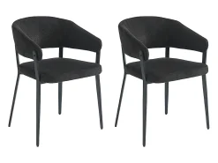 Conjunto de 2 cadeiras com apoios de braço tecido e metal preto - AVRELA