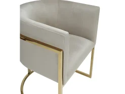 Conjunto de 6 cadeiras com apoios de braços veludo e aço inoxidável bege e dourado PERIA de Pascal Morabito