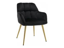 Conjunto de 2 cadeiras com apoios de braço em veludo e metal dourado cor preta - PEGA
