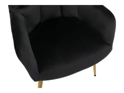 Conjunto de 2 cadeiras com apoios de braço em veludo e metal dourado cor preta - PEGA