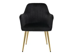 Conjunto de 6 cadeiras com apoios de braço veludo e metal dourado cor preta ELEANA