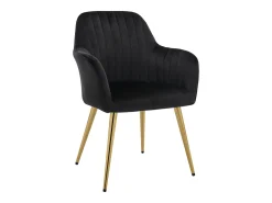 Conjunto de 6 cadeiras com apoios de braço veludo e metal dourado cor preta ELEANA